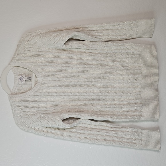 St. John's Bay Cable Knit Crewneck Sweater - Off-White - Picture 1 of 11